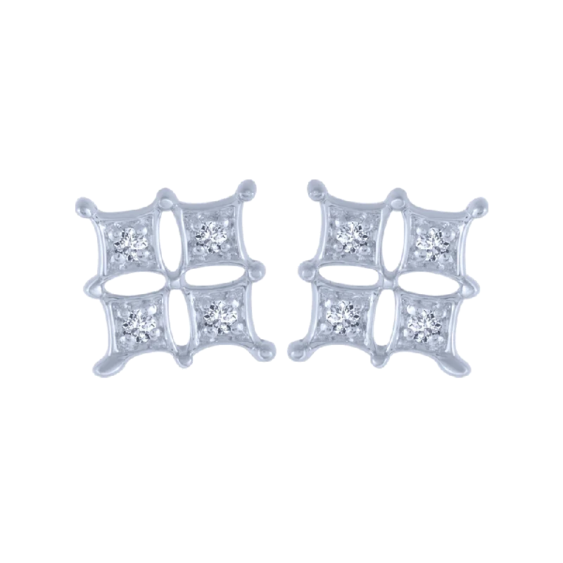Leather - Inlaid Stud Earrings in Brown for a Rustic and Unique Design14KT (585) White Gold And Diamond Stud Earrings For Women Leather - Inlaid Stud Earrings in Brown for a Rustic and Unique Design14KT (585) White Gold And Diamond Stud Earrings For Women
